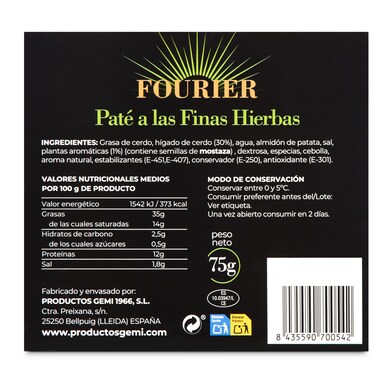 Paté de cerdo a las finas hierbas Fourier blister 75 g-1 Paté de cerdo a las finas hierbas Fourier blister 75 g-1