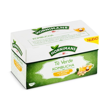Té verde kombucha con jengibre y limón Hornimans caja 20 unidades-0