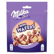 Galletas de barquillo recubiertas de chocolate mini wafers Milka bolsa 110 g