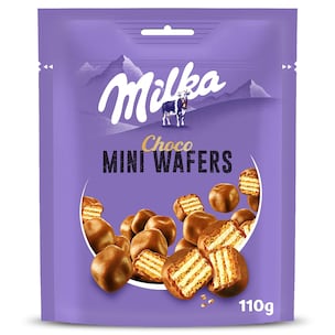 galletas de barquillo recubiertas de chocolate mini wafers 110 g