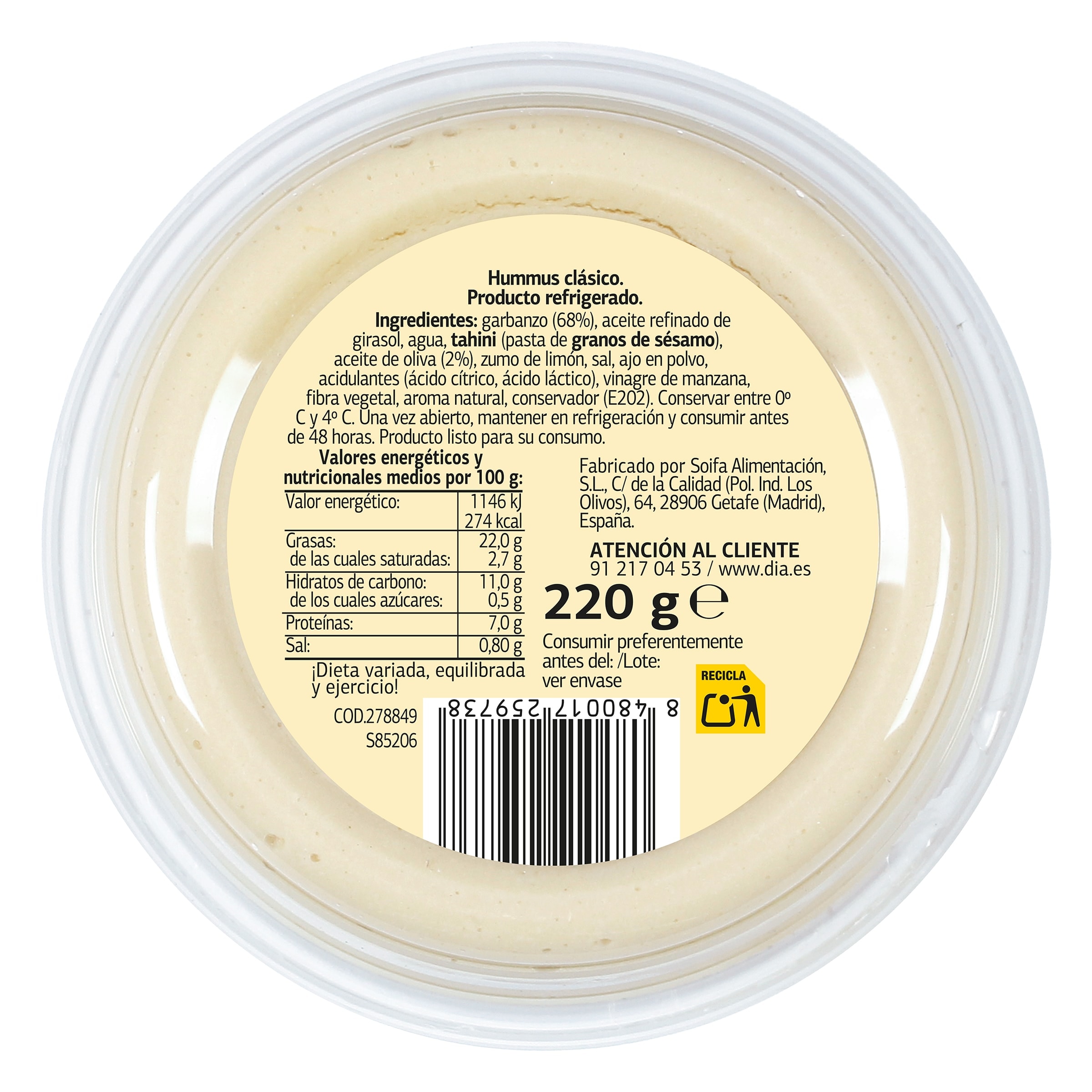 Hummus clásico Dia Al Punto 220 g