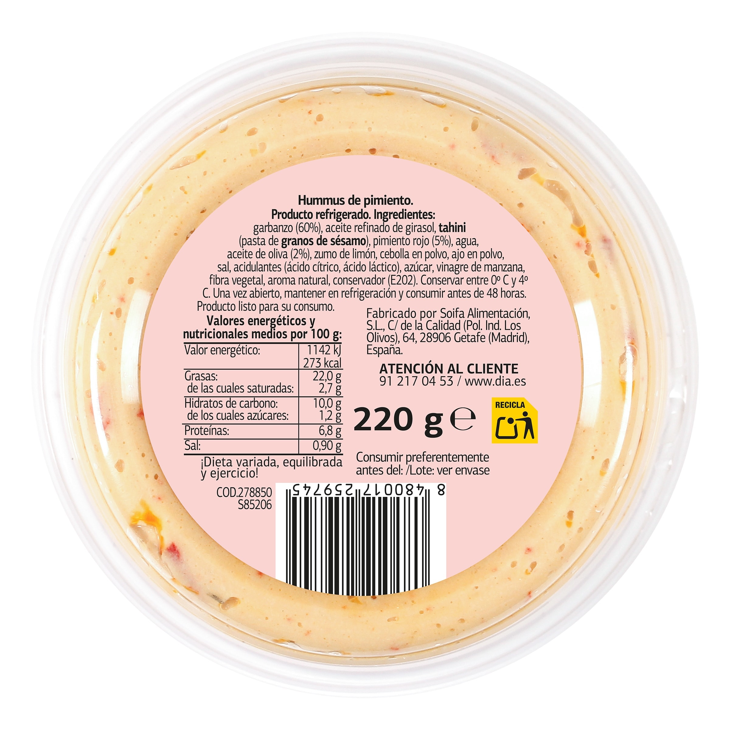 Hummus de pimiento Dia Al Punto 220 g