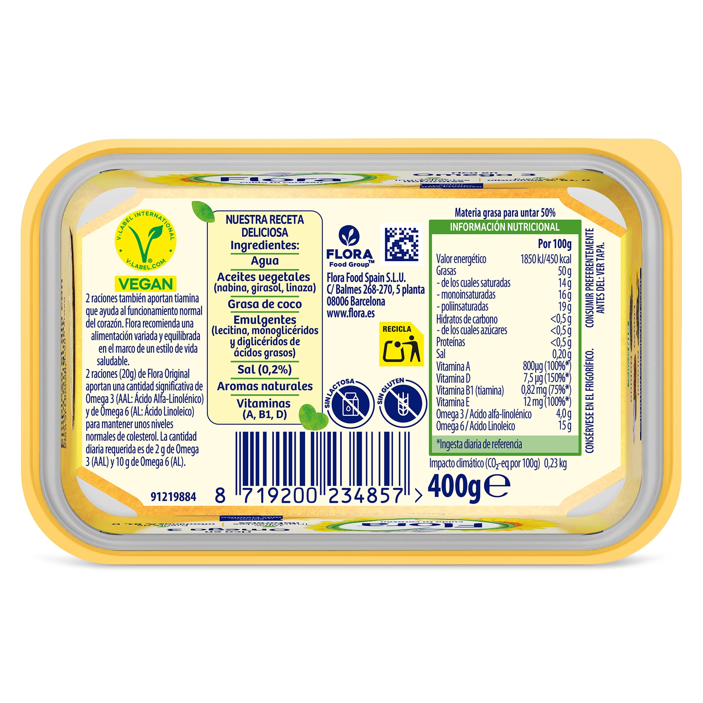 Margarina rica en omega 3 Flora 400 g