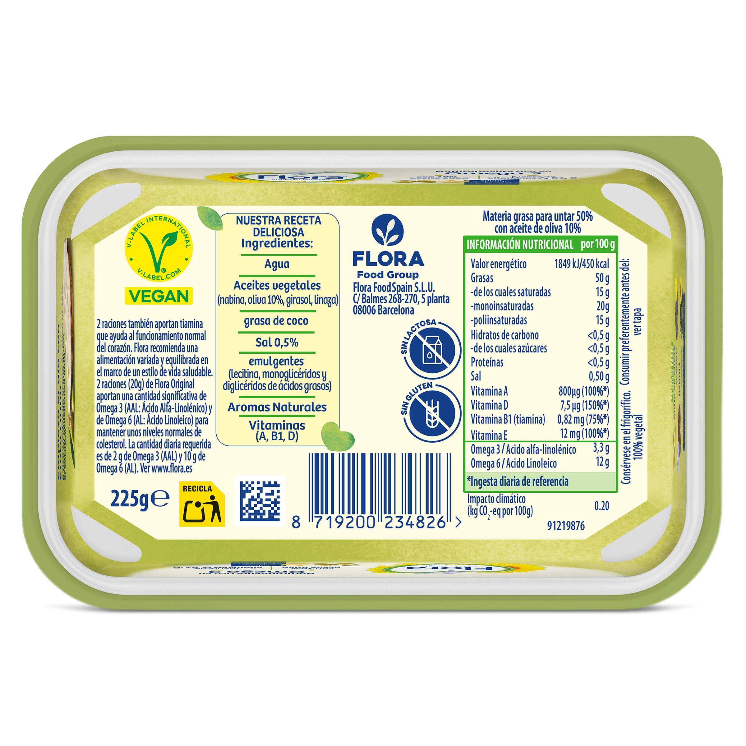 Margarina al toque de aceite de oliva Flora 225 g