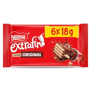 barritas de galleta y chocolate con leche extrafino pack 108 g