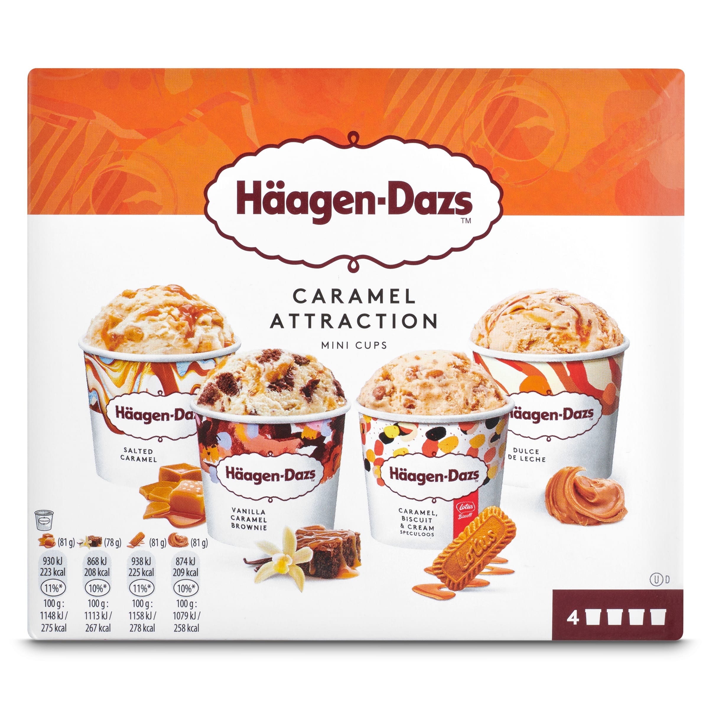 Mini tarrinas Haagen Dazs caramel collection 4 unidades 321 g