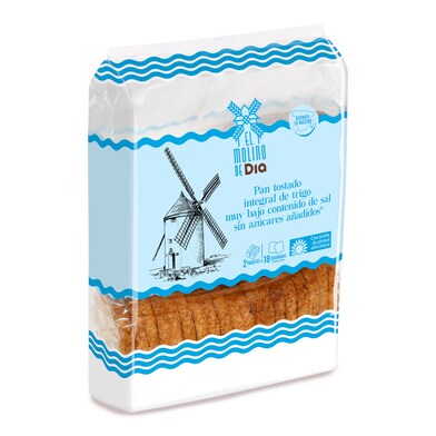 Pan tostado integral bajo en sal y azúcar El molino de Dia bolsa 324 g-0 Pan tostado integral bajo en sal y azúcar El molino de Dia bolsa 324 g-0