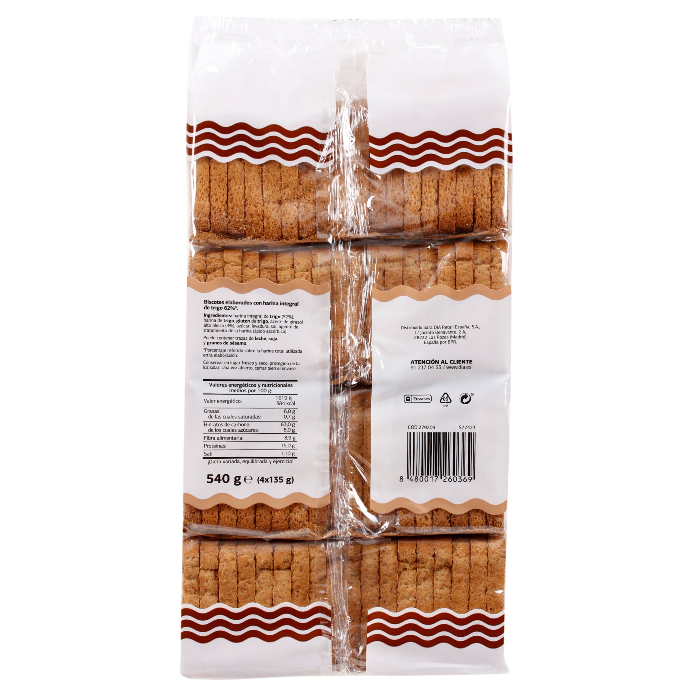 Biscotes integrales El Molino de Dia 540 g