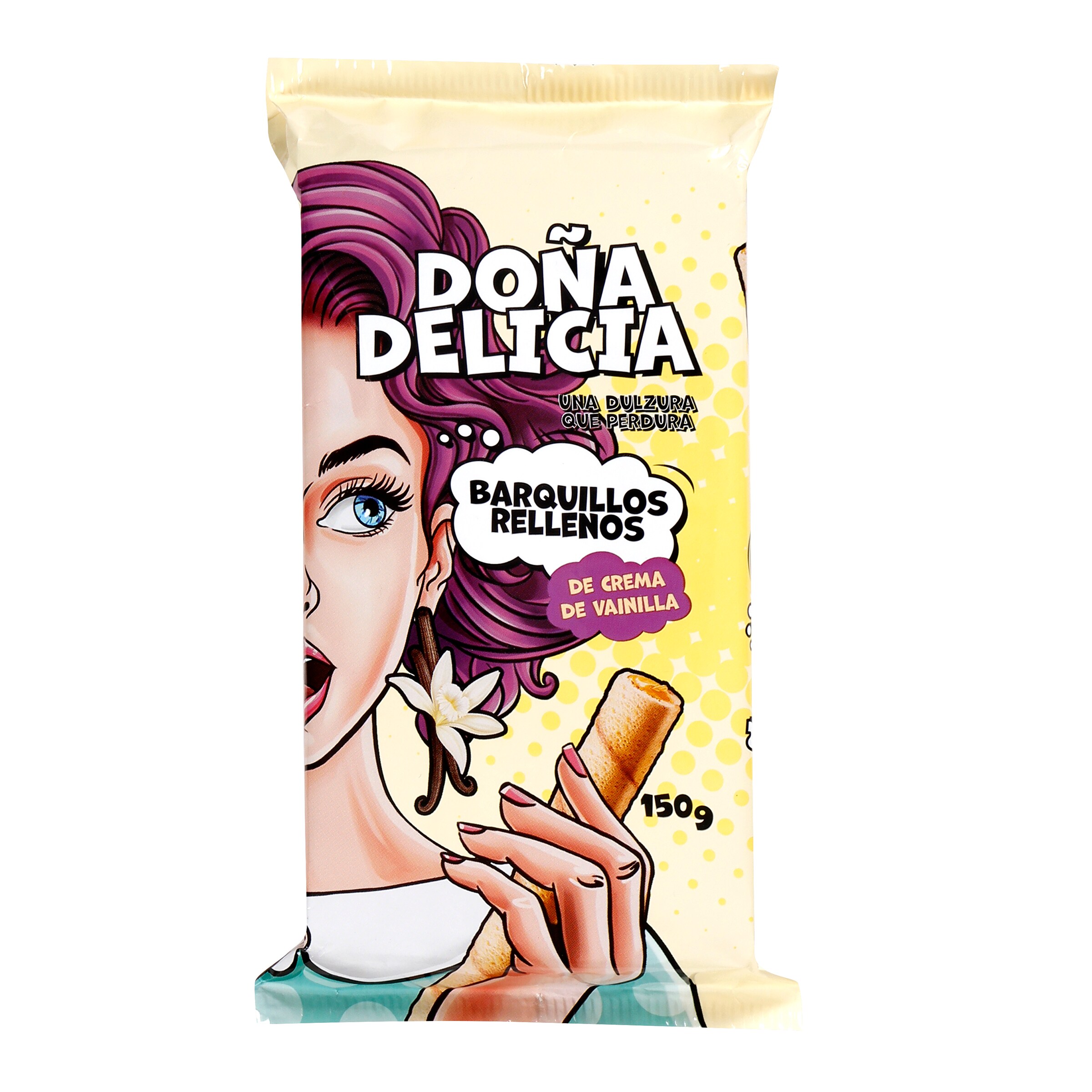Barquillos rellenos de vainilla Doña delicia caja 150 g
