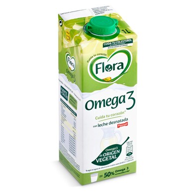 Leche desnatada omega 3 Flora brik 1 l-0 Leche desnatada omega 3 Flora brik 1 l-0