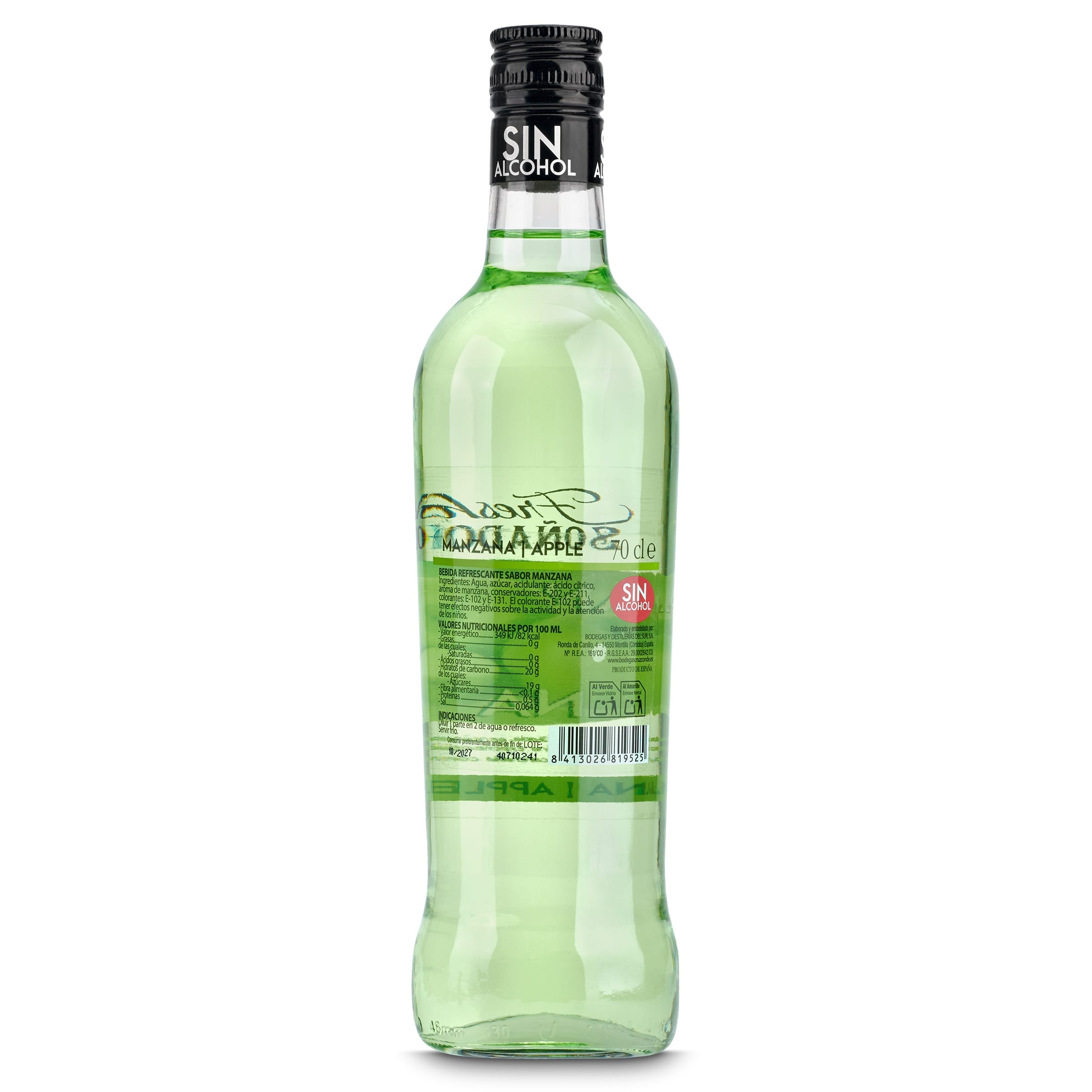 Licor de manzana sin alcohol Soñador 70 cl