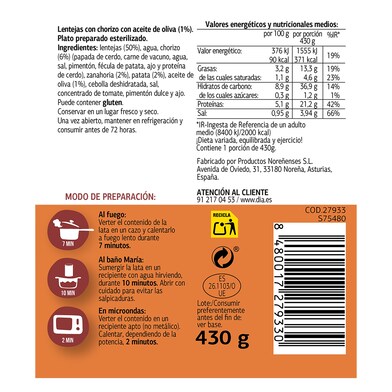 Lentejas con chorizo Al Punto lata 415 g-1 Lentejas con chorizo Al Punto lata 415 g-1