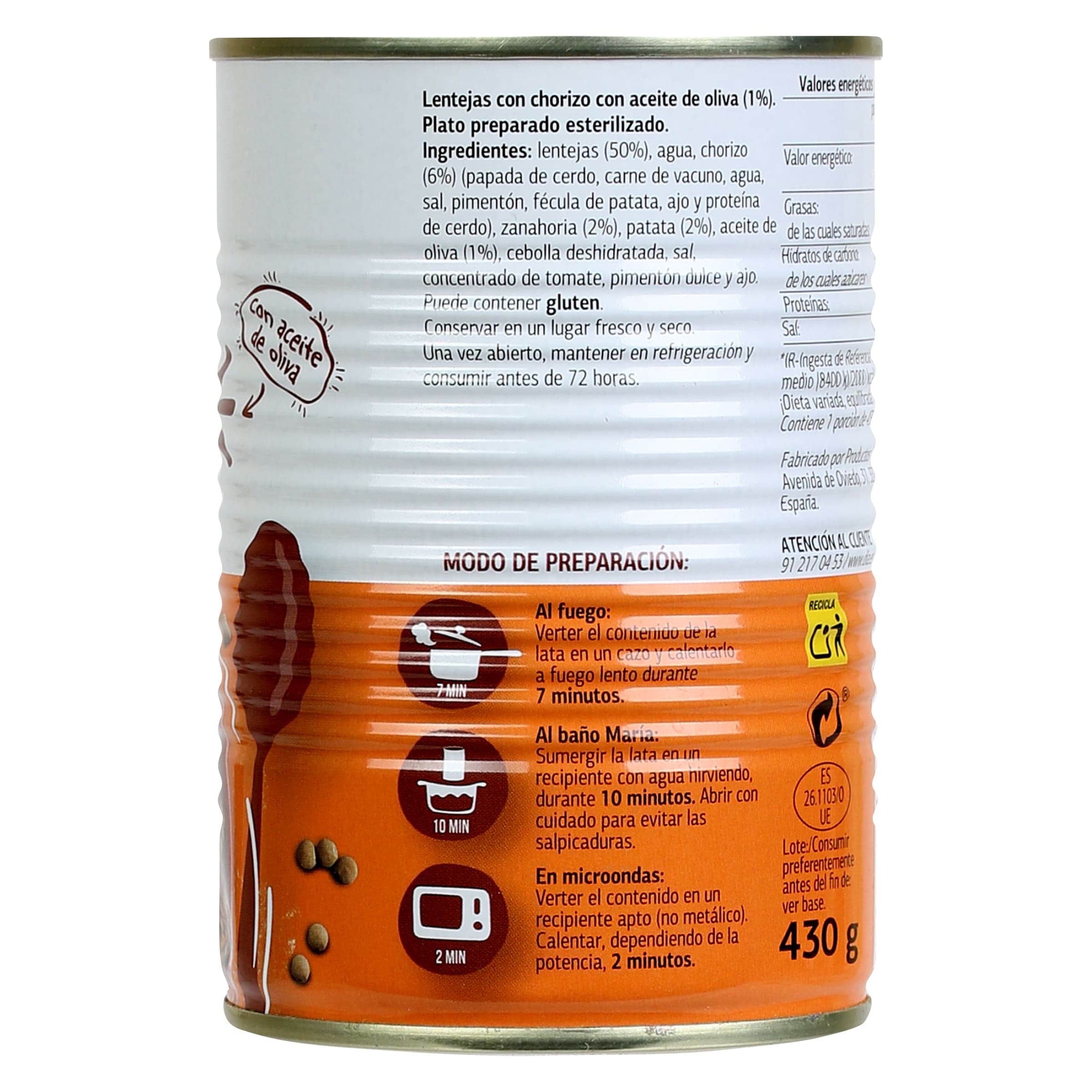 Lentejas con chorizo Dia Al Punto 430 g
