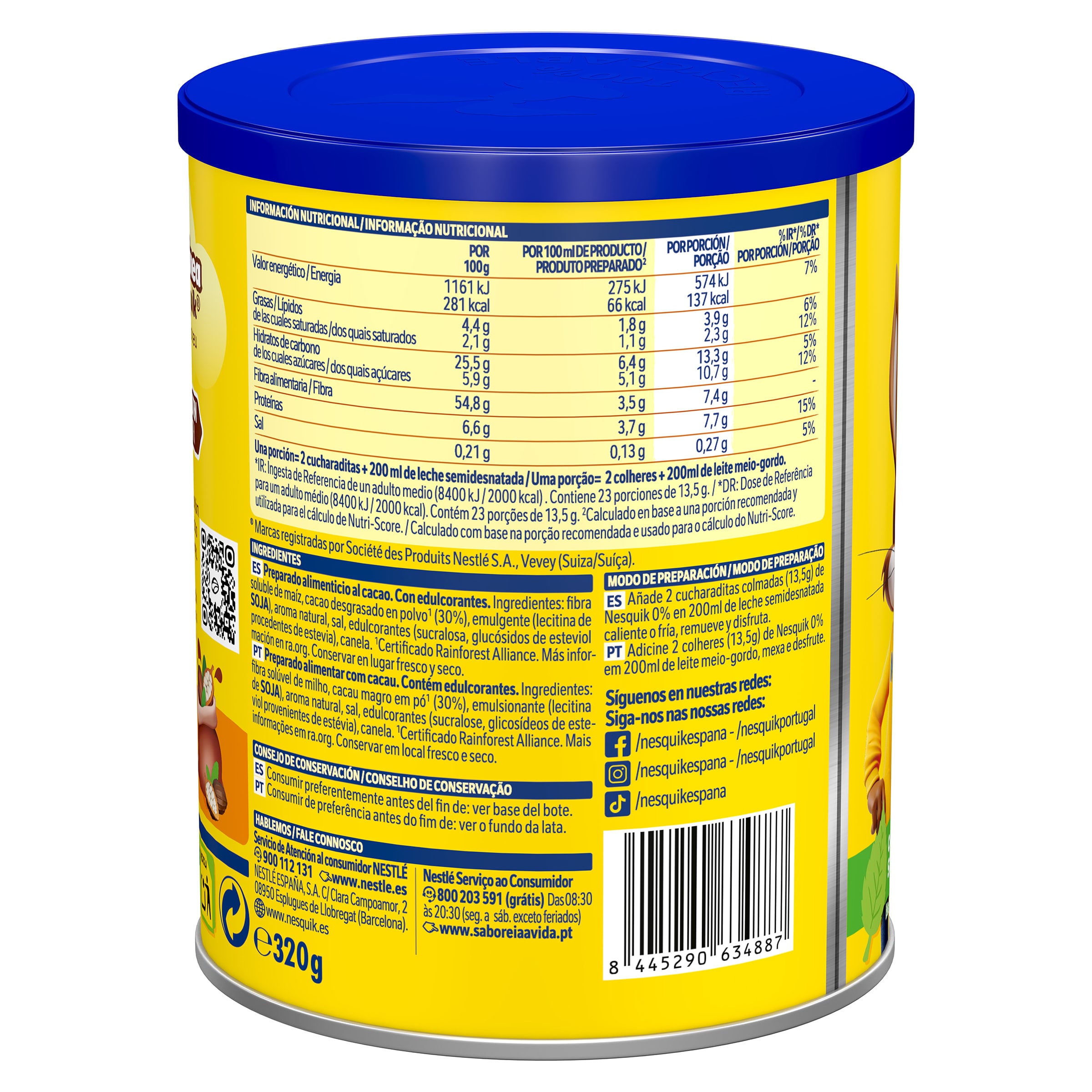 Nesquik 0% azúcares añadidos 320 g