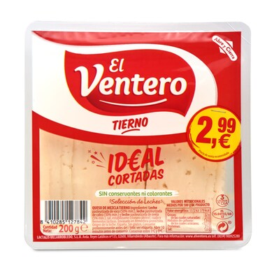 Queso tierno cortado El ventero 200 g-0 Queso tierno cortado El ventero 200 g-0