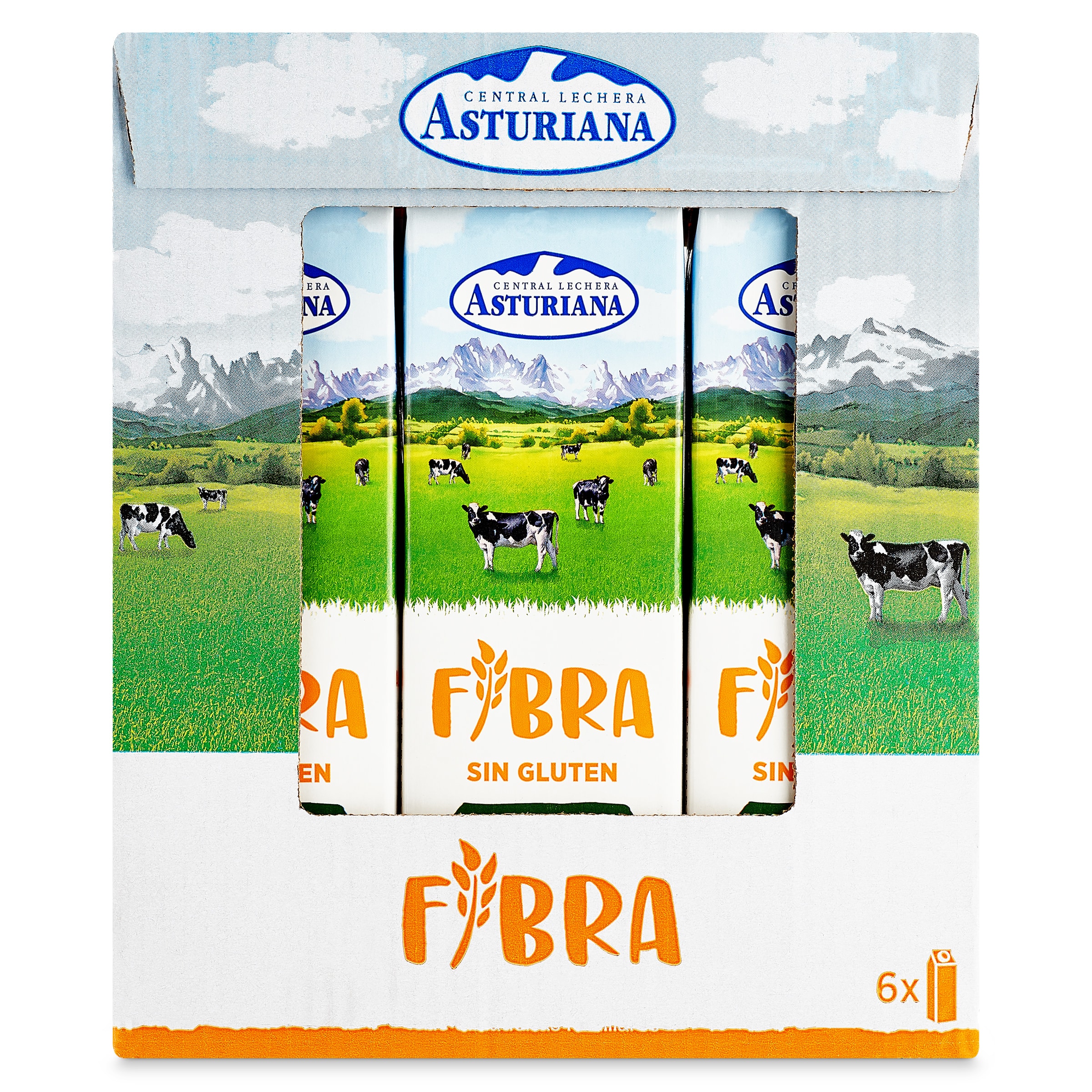 Leche semidesnatada fibra Asturiana pack 6 x 1 L