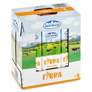 Leche semidesnatada fibra Asturiana pack 6 x 1 L