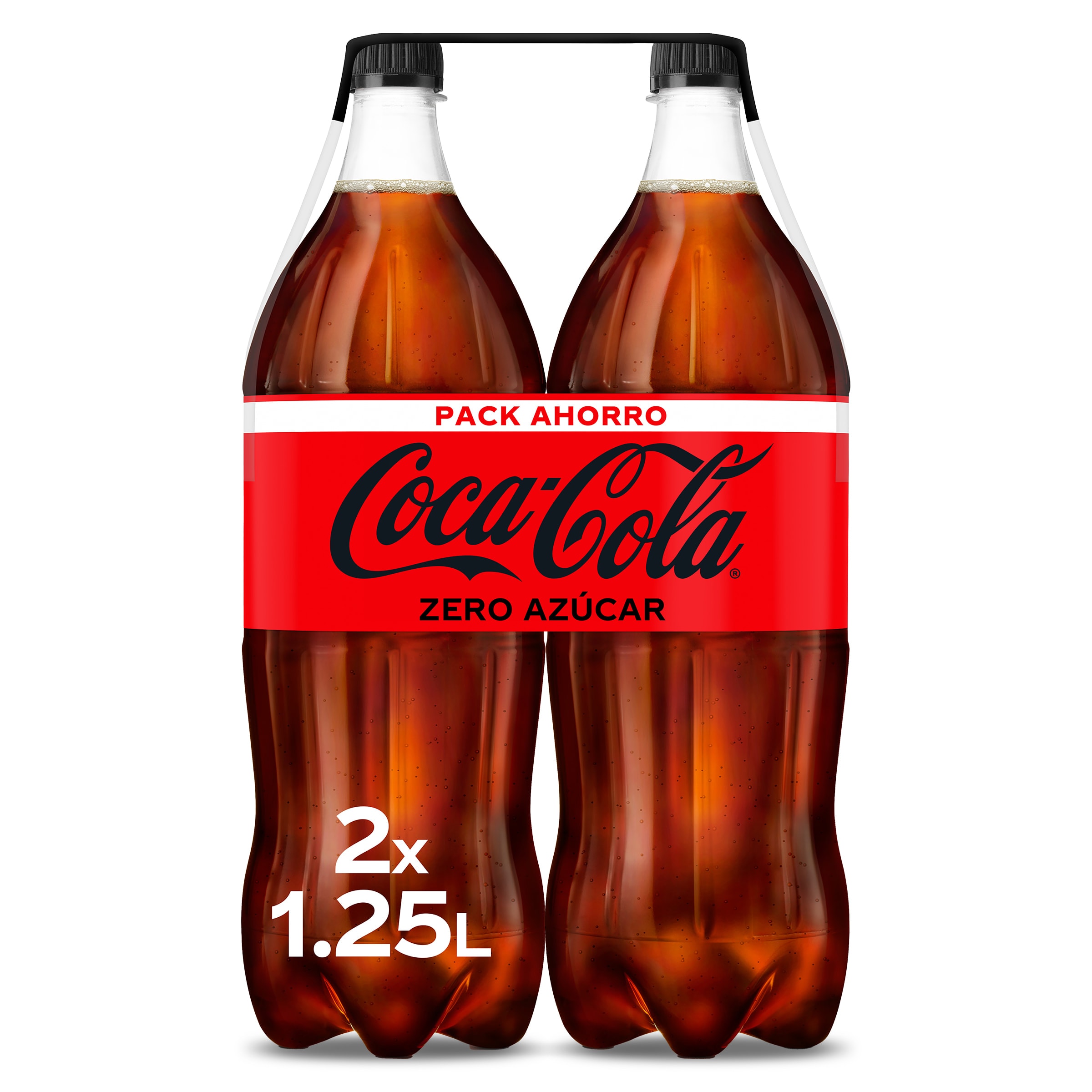 Coca-Cola Zero Refresco de cola Zero sin azúcar y sin cafeína Pack 4  botellas de 2 l
