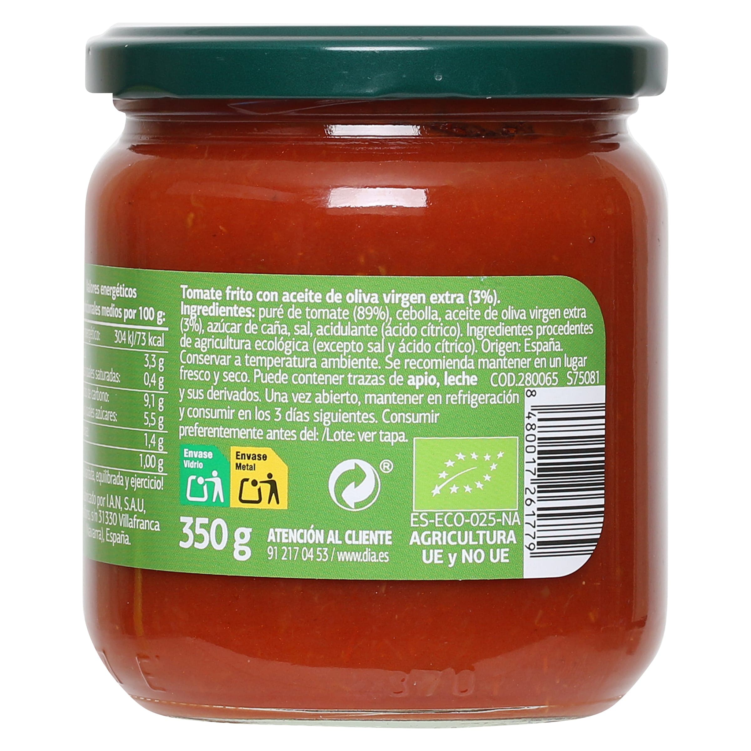 Tomate frito bio Dia Vegecampo 350 g