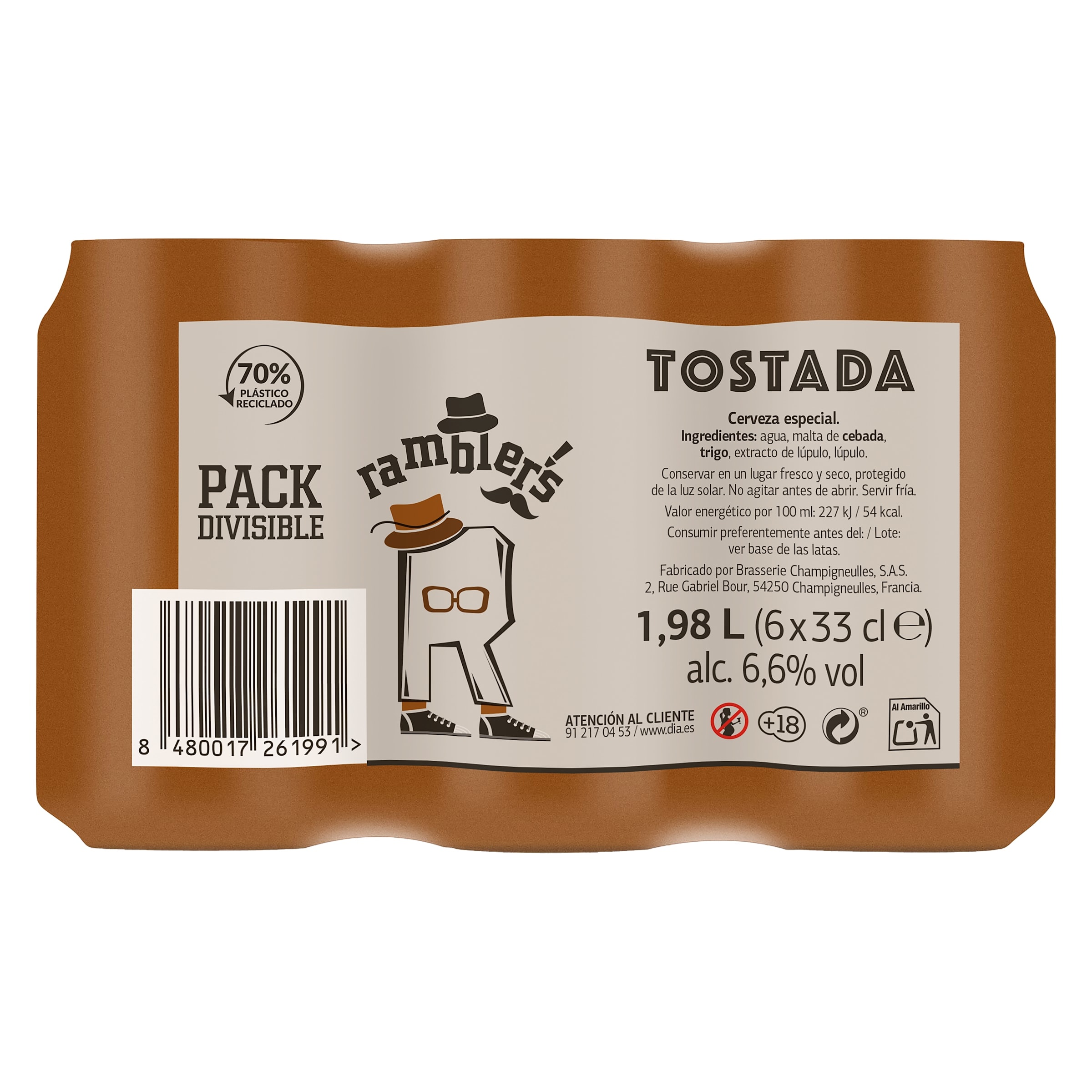 Cerveza tostada Dia Ramblers pack 6 x 33 cl