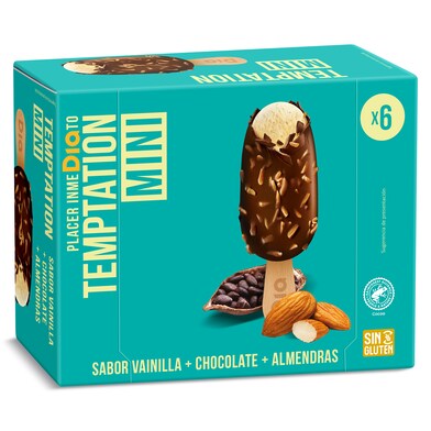 Helado mini bombón chocolate almendrado 6 unidades Temptation de Dia caja 216 g-0