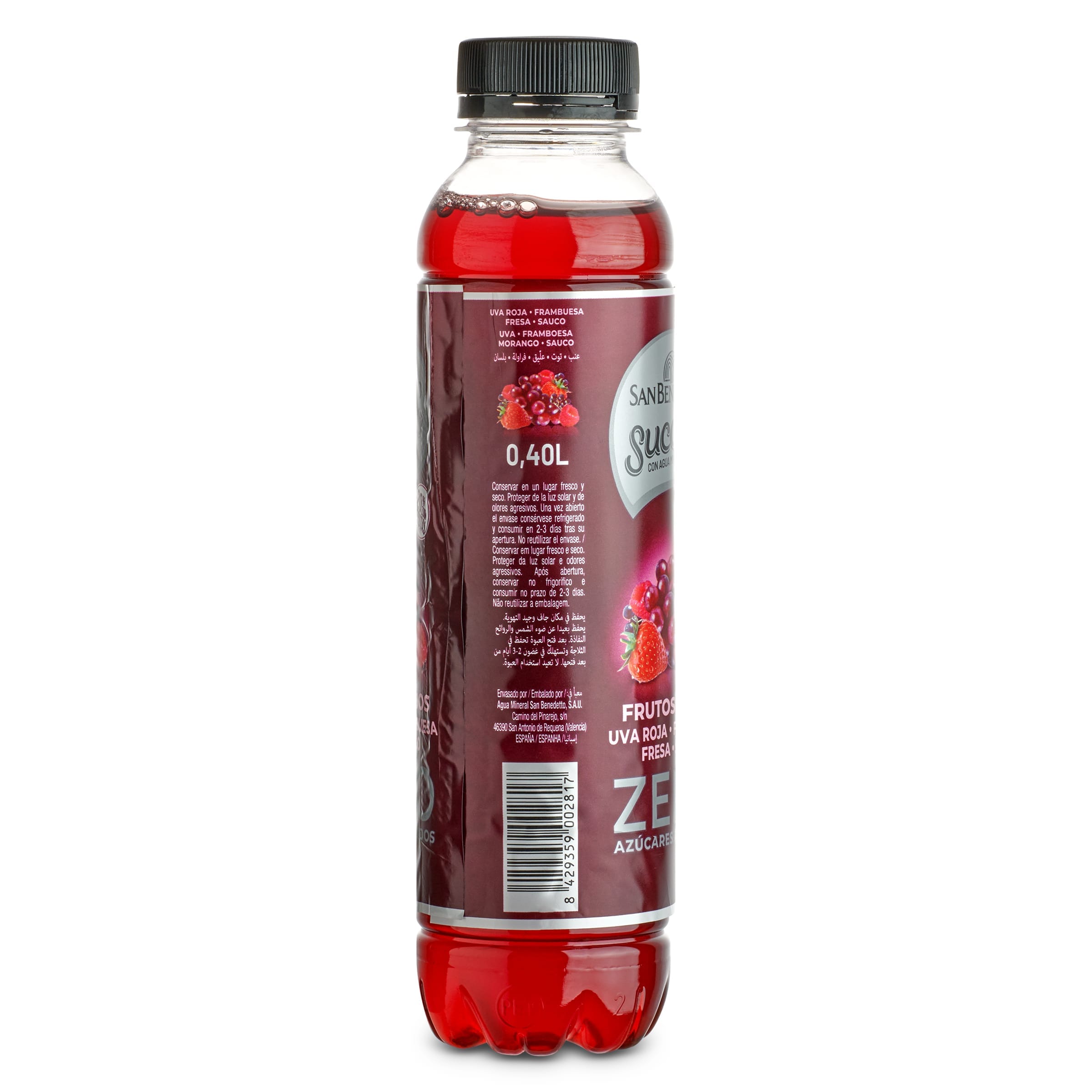 Agua mineral con frutos rojos zero San Benedetto 400 ml