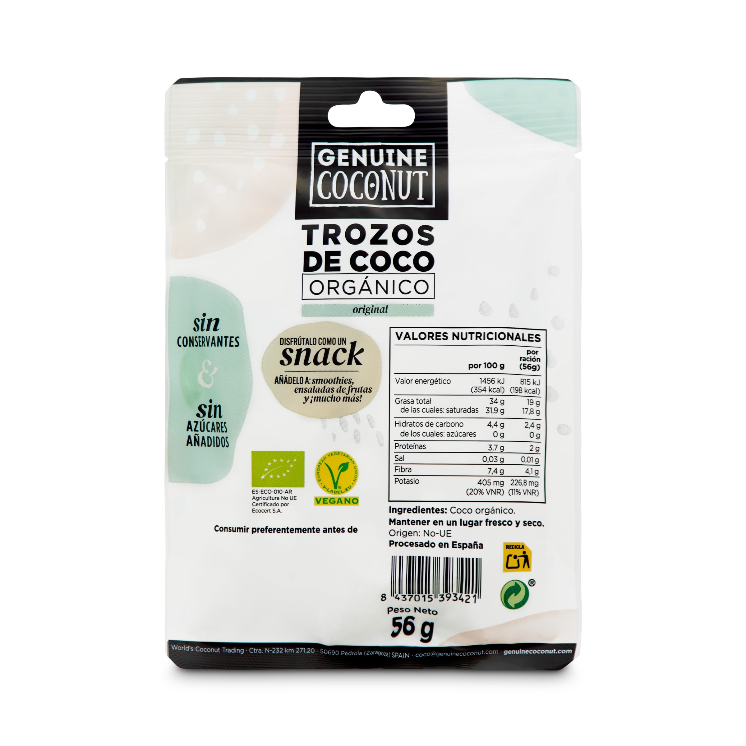 Coco troceado bio Genuine coconut 56 g