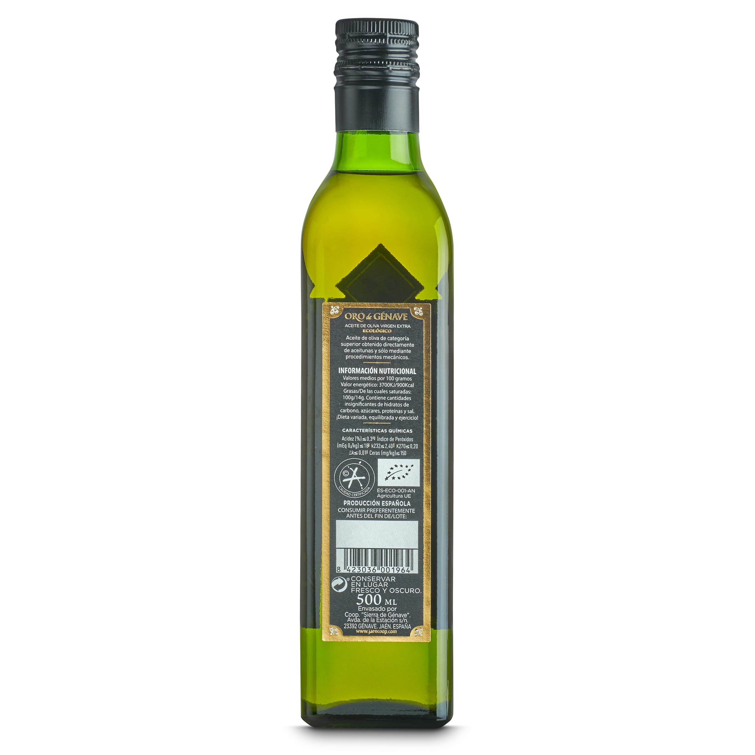 Aceite de oliva virgen extra ecológico Oro de Génave 500 ml