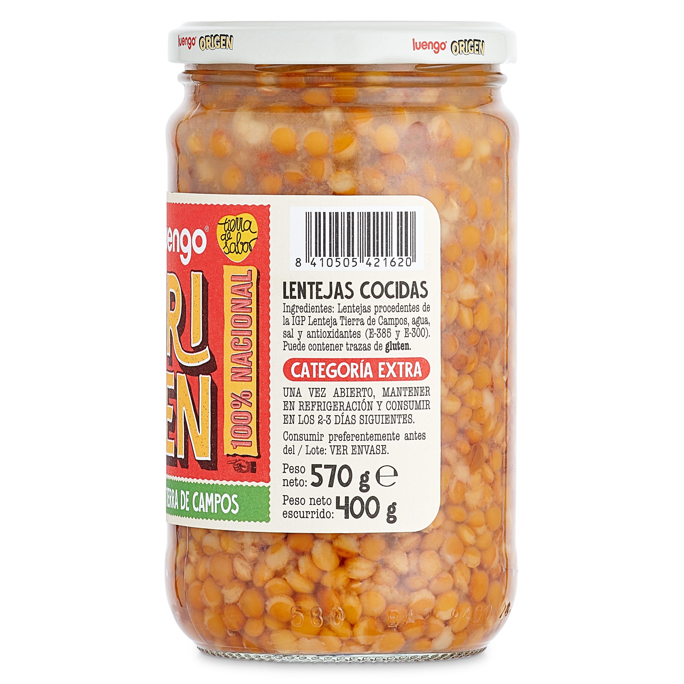 Lentejas cocidas IGP Tierra de Campos Luengo 400 g