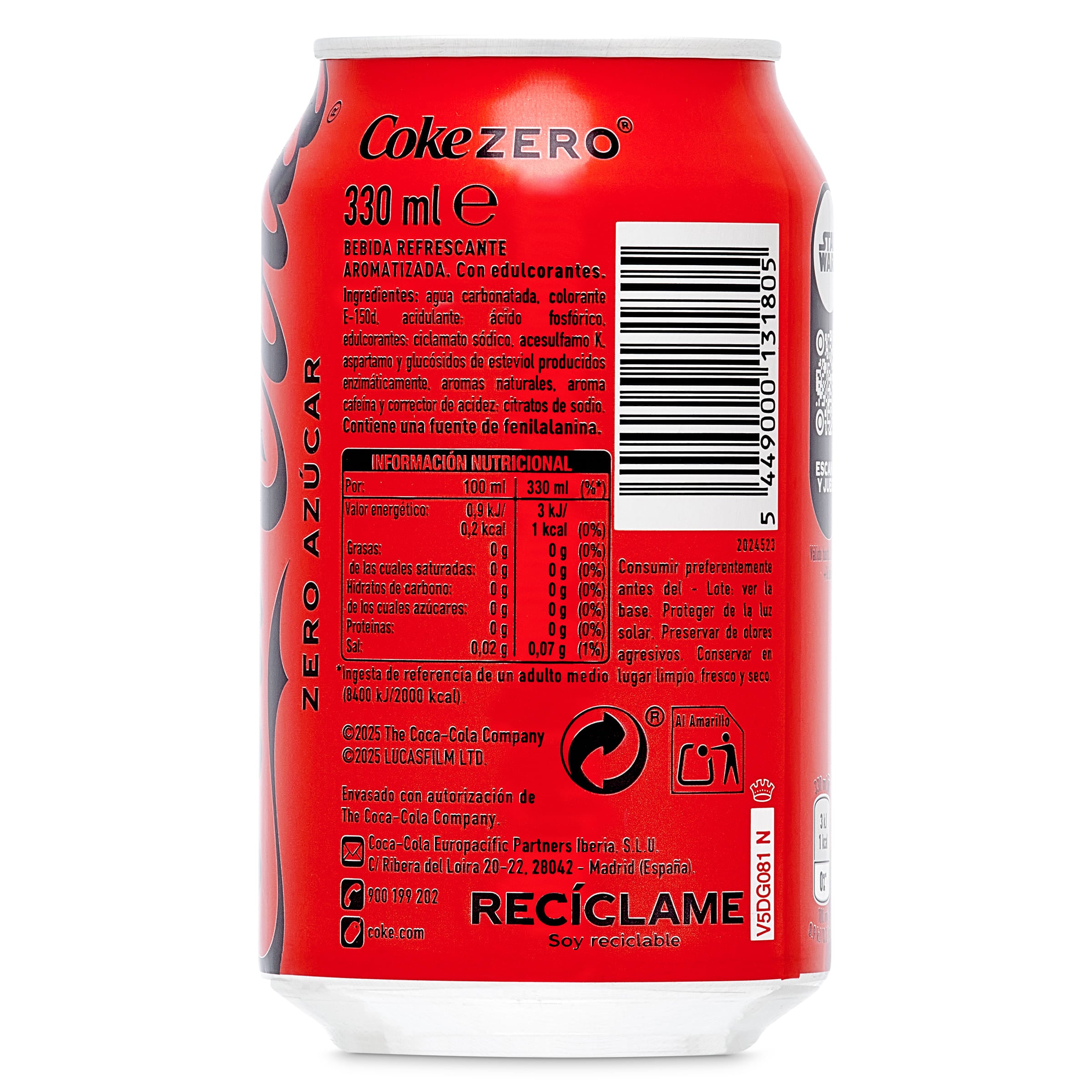 Coca-Cola zero azúcar 330 ml