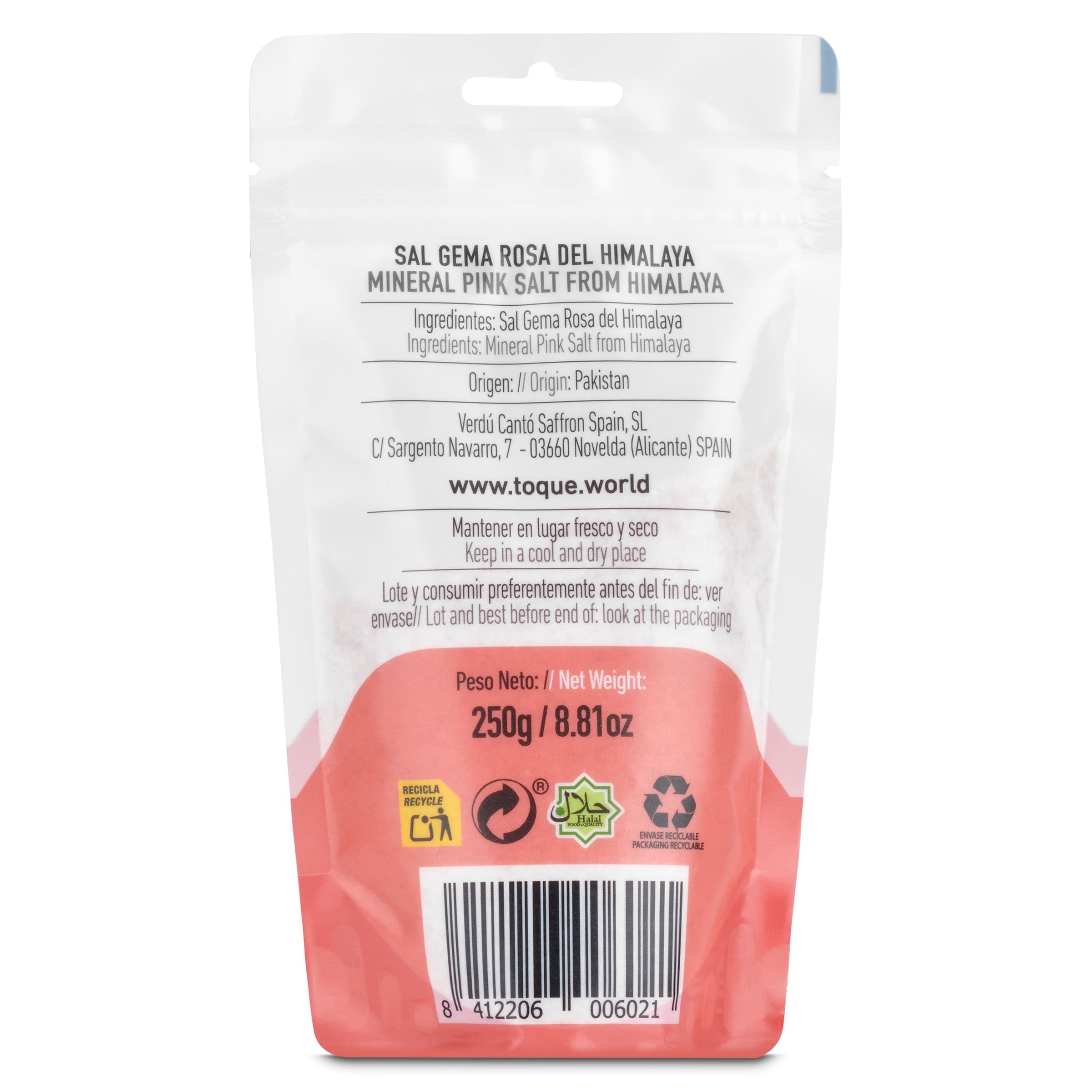 Sal rosa del Himalaya fina Toque 250 g