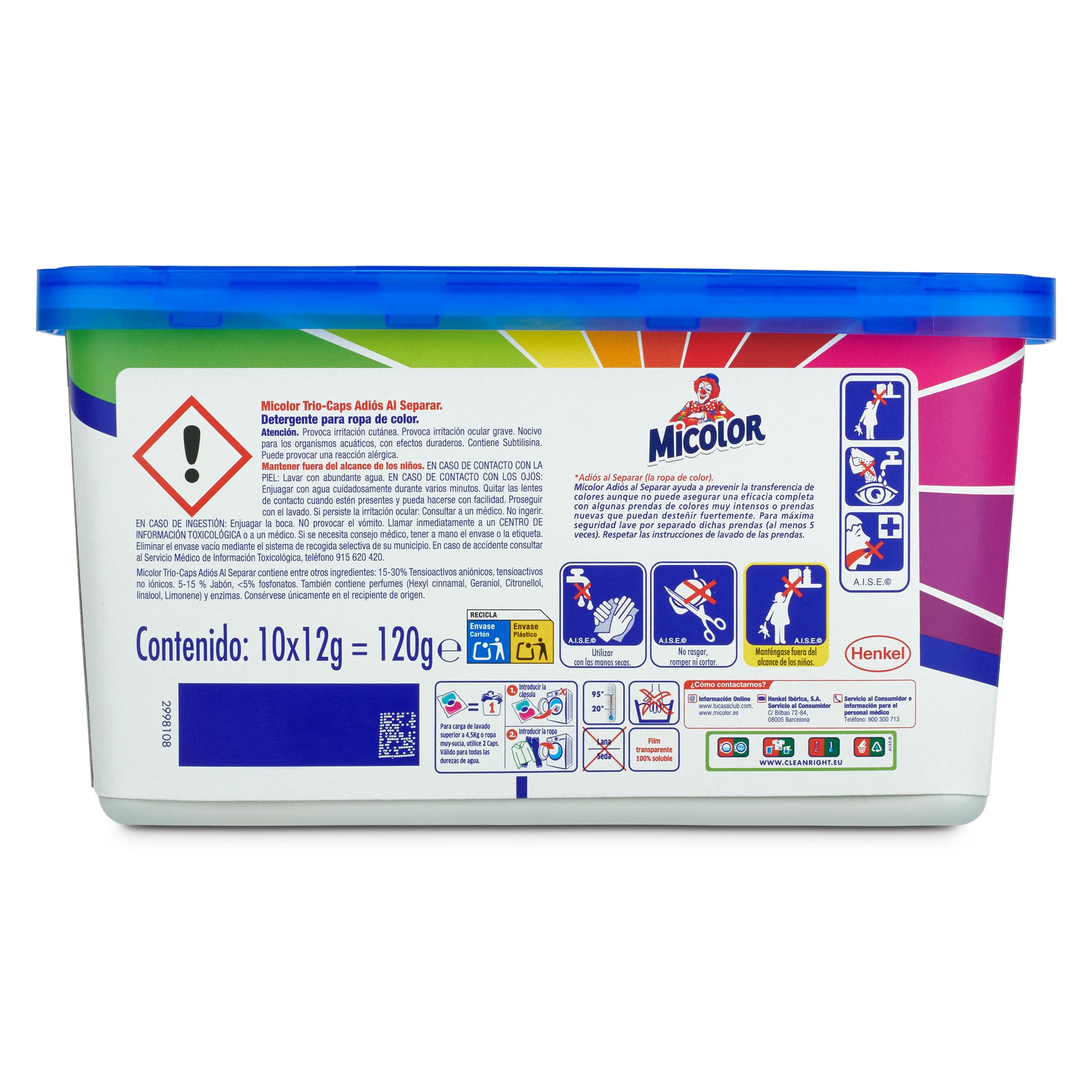 Detergente máquina cápsulas Micolor 10 lavados