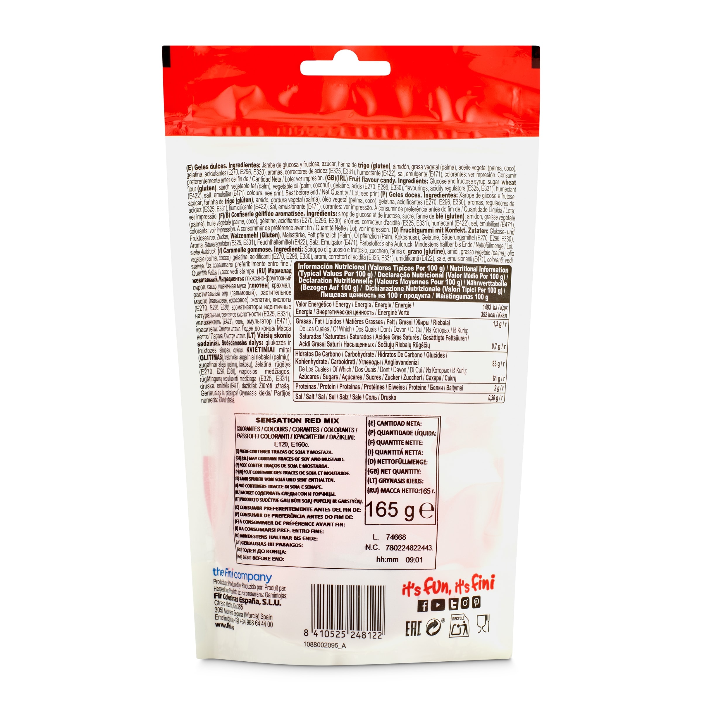 Regaliz rojo surtido sensation red mix Fini 165 g