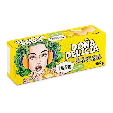 Galletas rellenas de limón Doña delicia caja 150 g-0