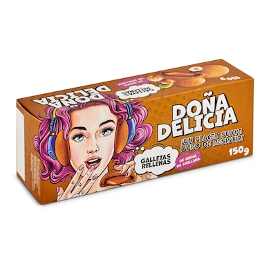 Galletas rellenas con crema de avellanas Doña delicia caja 150 g-0