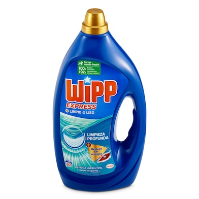 Detergente máquina líquido limpio y liso Wipp Express botella 55 lavados-0