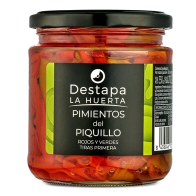 Pimientos del piquillo rojos y verdes en tiras Destapa la Huerta frasco 275 g-0