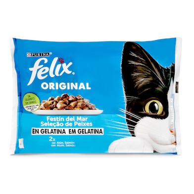 Alimento para gatos en gelatina sabor pescado Felix bolsa 340 g-0