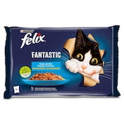 Alimento para gatos fantastic sabor festín del mar 4 unidades Felix bolsa 340 g