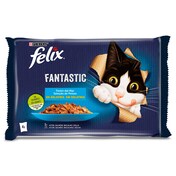 Alimento para gatos fantastic sabor festín del mar 4 unidades Felix bolsa 340 g