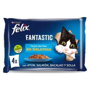 Alimento para gatos fantastic sabor festín del mar Felix 4 x 85 g