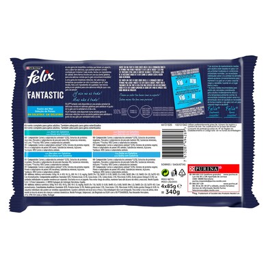 Alimento para gatos fantastic sabor festín del mar 4 unidades Felix bolsa 340 g-1 Alimento para gatos fantastic sabor festín del mar 4 unidades Felix bolsa 340 g-1