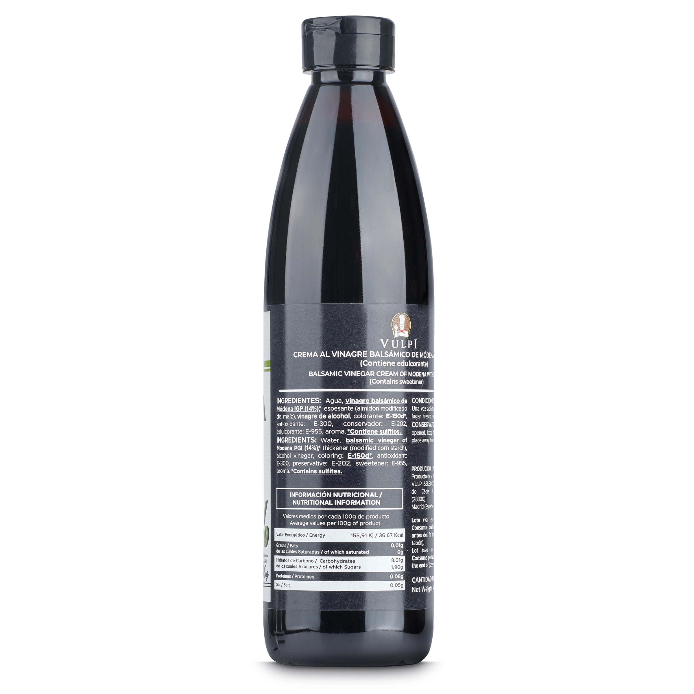 Crema vinagre de módena sin azúcares añadidos Vulpi 400 ml