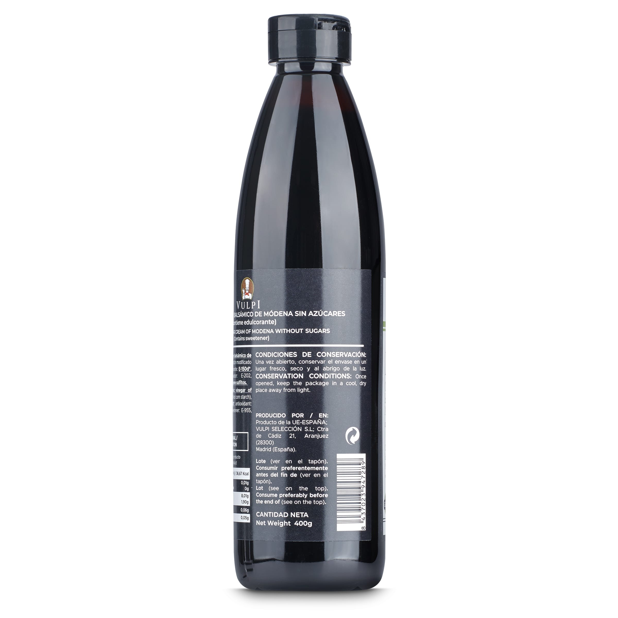 Crema vinagre de módena sin azúcares añadidos Vulpi 400 ml