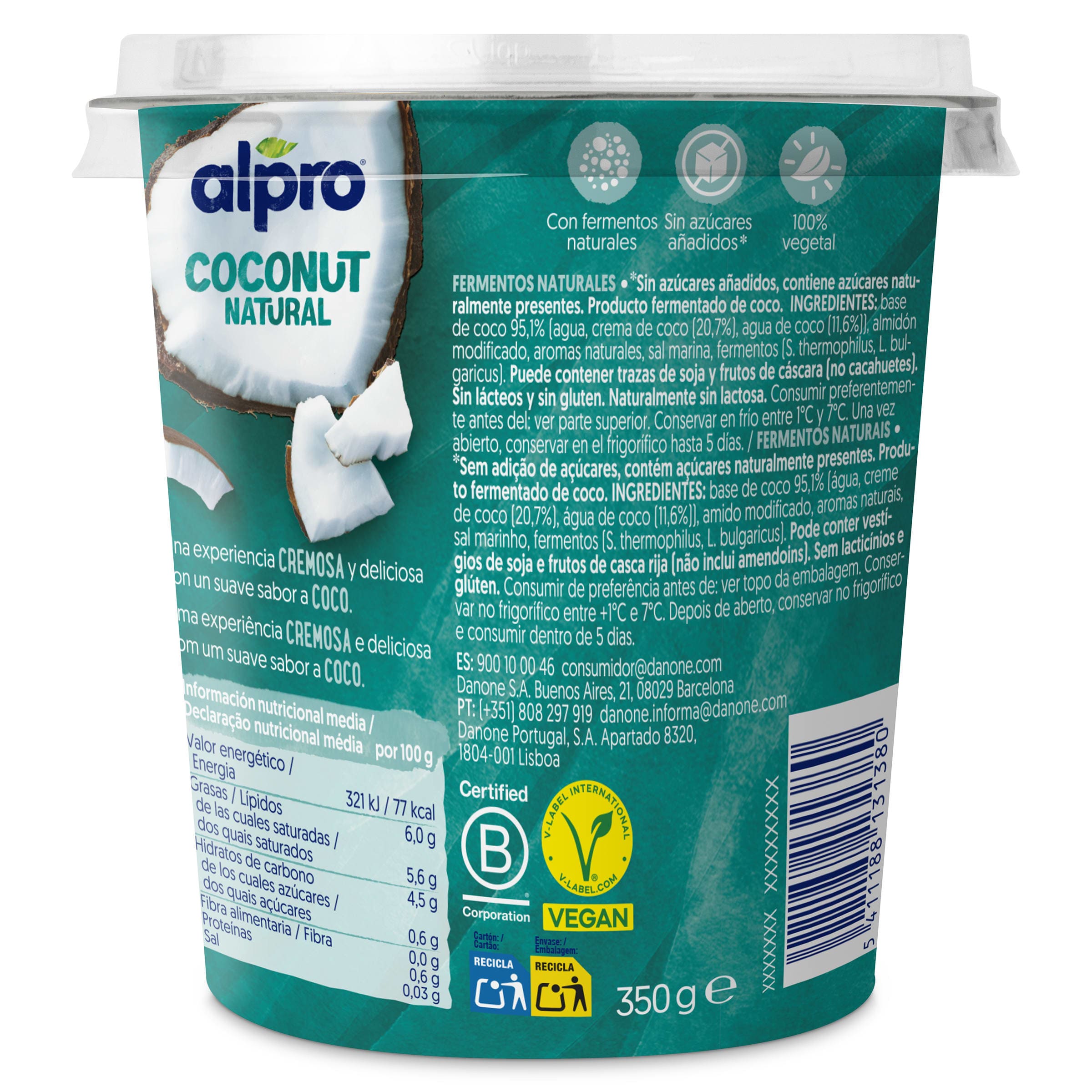 Postre vegetal de coco natural Alpro 350 g