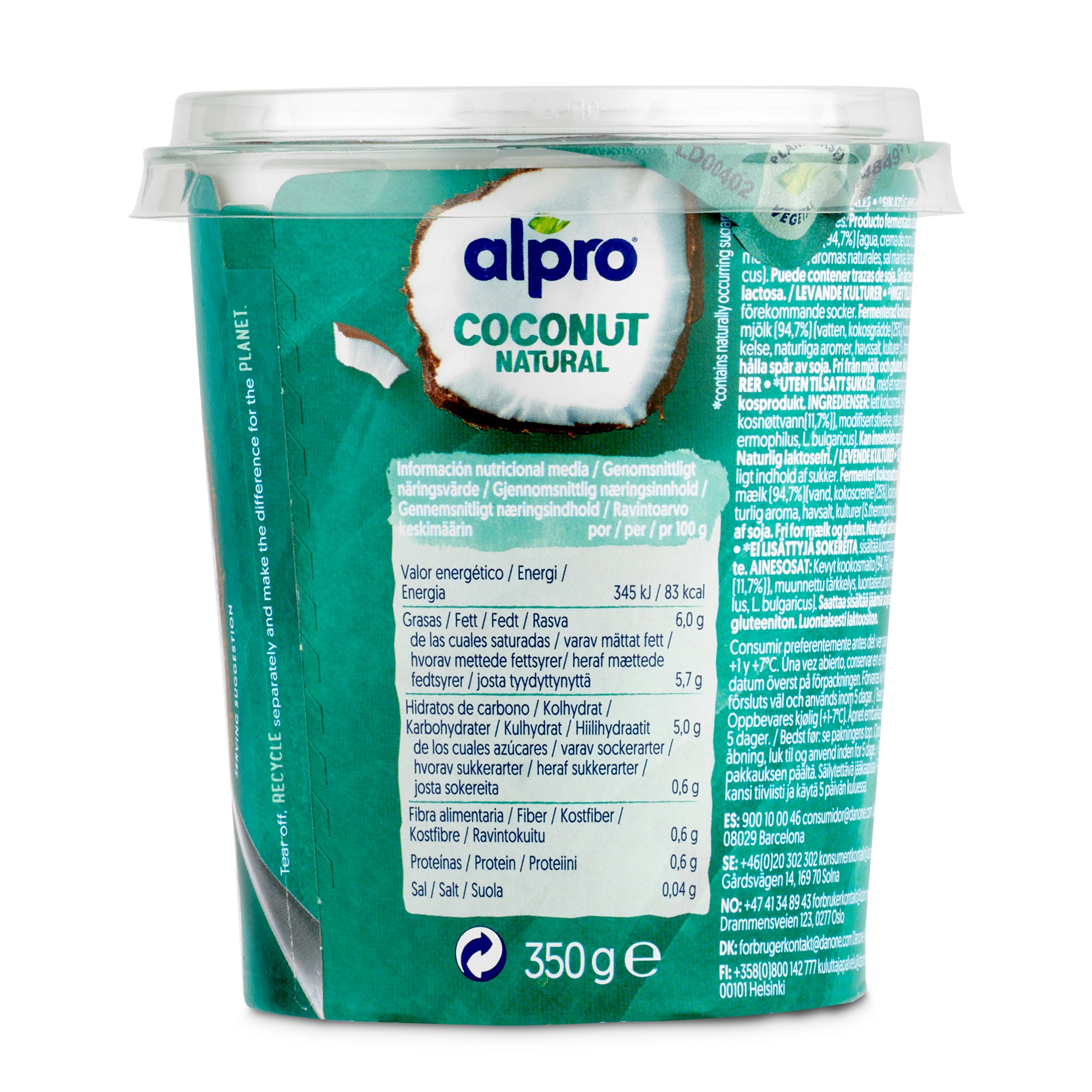 Postre vegetal de coco natural Alpro 350 g