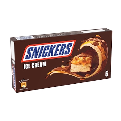 Helado barritas de chocolate con caramelo 6 unidades Snickers caja 274 g-0