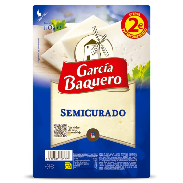 Queso Semicurado García Baquero Sobre 120 Gr.
