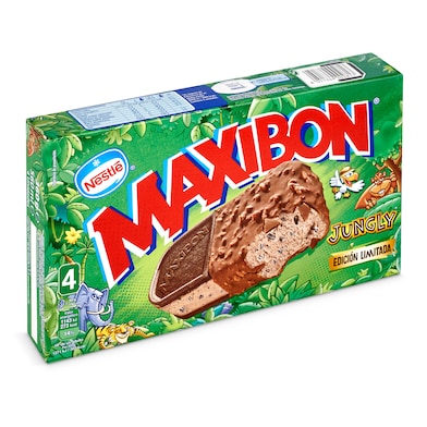 Helado de chocolate jungly con trozos de chocolate y galleta 4 unidades Nestlé Maxibon caja 360 g-0