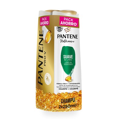 Champú suave y liso pack Pantene botella 2 x 250 ml-0 Champú suave y liso pack Pantene botella 2 x 250 ml-0